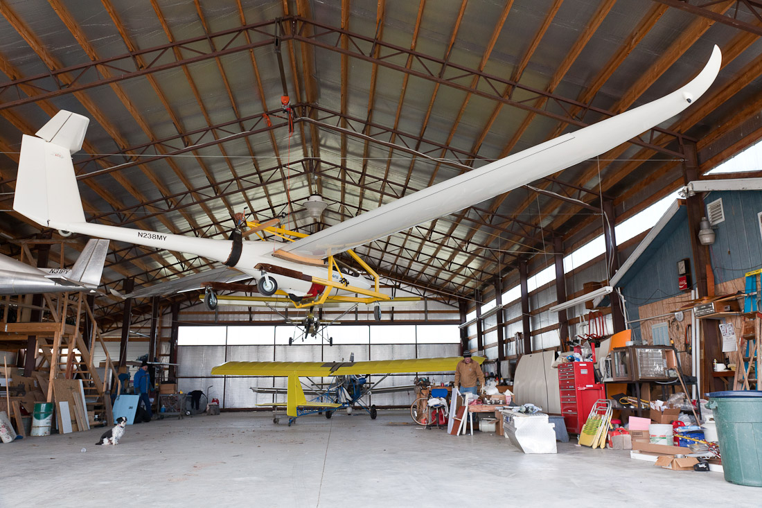 Glider stowed in ceiling
