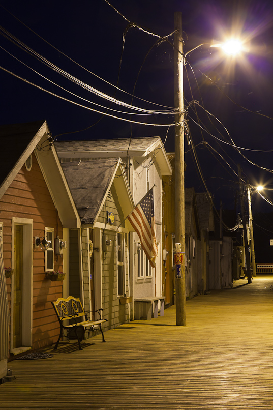 Boathouses under street light
